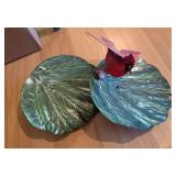 2PC METAL CARDINAL BIRD FEEDERS