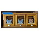 3-COMPARTMENT WOOD STORAGE BIN HEN DECOR