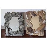 2PC PICTURE FRAMES SILVER TONE GARDENING THEME, &