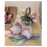 2PC CAPODIMONTE BASKET & CANDLE HOLDER #1