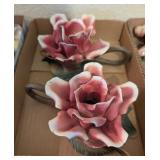 2PC CAPODIMONTE ROSE CANDLE HOLDERS #2