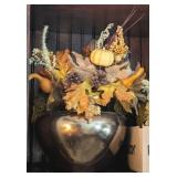 METALLIC PLANTER/VASE W/FALL FOLIAGE
