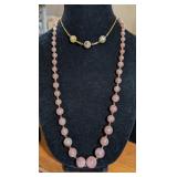 2PC VTG ROUND BEADED NECKLACES, TAUPE, OTHER