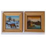 2PC FRAMED REVERSE PAINTED GLASS ARTWORK
