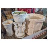3PC PORTUGESE CERAMIC COOKIE JAR-MISSING LID,&