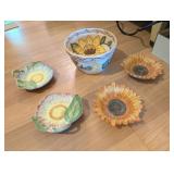 5PC CERAMIC SUNFLOWER BOWLS
