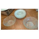9PC VTG PRESSED GLASS PLATES & BOWLS