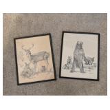 2PC FRAMED, SIGNED ARTWORK, ANIMAL GRAPHICS 1967