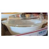 FIREKING 1-1/2 QT WHITE GLASS BAKING DISH W/DEEP