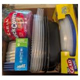 ASSTD PLASTIC STORAGE CONTAINERS, GLADWARE, ZIPLOC