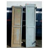 Four blue painted wood shutters one set is 16