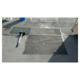 Group of three outdoor mats and scrub brush