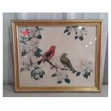 Framed bird print, 22 x 19