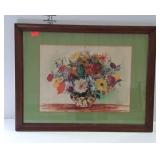 Framed floral watercolor, signed McCurdy, 