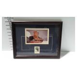 Olympic skating stamp with skates, framed and