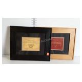 Pair of wine themed decor prints, framed and
