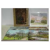 5 Loose prints, 1 water color on board, 20 x 16,