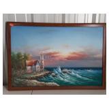 Lighthouse painting on canvas, 38 x 26