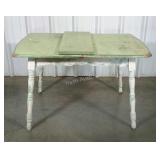 Painted dining table with one leaf. Chippy green