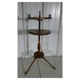 Tri footed candle stand shelf and handle holder