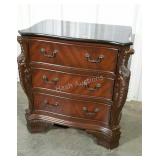 Single three drawer nightstand with manufactured