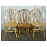 Three kitchen chairs, Windsor style. Two