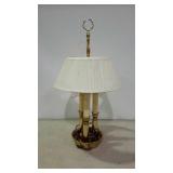 Brass candle lamp with shade, 26 inches tall