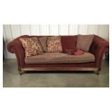 Ethan Allen living room sofa, red and plaid