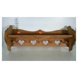 Hanging shelf, coat rack. Heart cutouts.