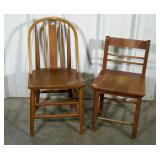 Two student size wooden chairs.