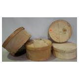Three cheese boxes and extra lid