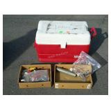 Igloo cooler with misc garage items