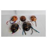 Ceramic masks, five pcs.