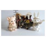 Vintage saving bank / lights, one Best bear and a