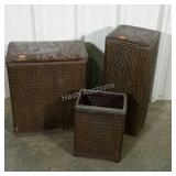 Three piece plastic wicker. Two hampers and a