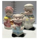 Three pig cookie jars