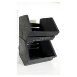 Two stacking wood bins. Painted black.