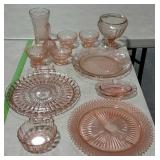 Pink depression glass - double handled serving