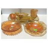 Glassware, marigold carnival glass