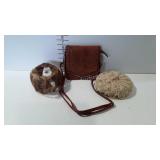 Vintage ladies hats and a leather purse