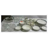 Group lot of glassware and partial dishware set