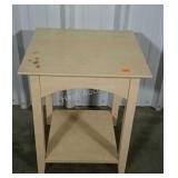 Two tiered side stand in blonde finish. Will