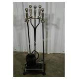 Fireplace tool set. Brushed nickel finish.