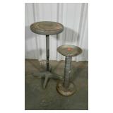 Iron shop stool and bird feeder made from cans