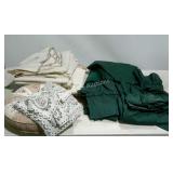 Group lot of green curtains and balances