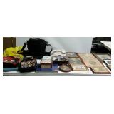 Group lot of pictures, books, kids lunch boxes,