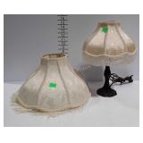 Accent lamp - metal base with fringed cloth shade