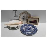 Painted china, chop sticks, and small Asian print