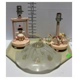 Two youth vanity lamps-no shades, and one glass