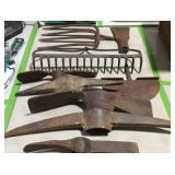 Group of tool heads, maddock, pick, rake, fork,